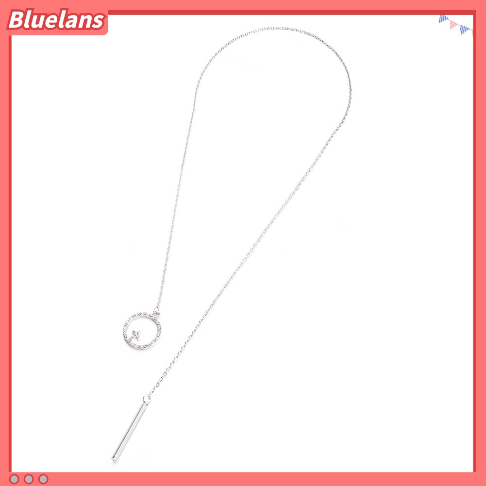 [BLS] Fashion Wanita Lingkaran Cross Bar Liontin Kalung Pesta Sweater Rantai Perhiasan
