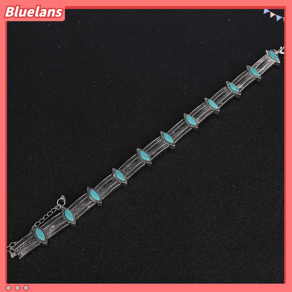 [BLS] Turquoise Gaya Vintage Choker Kerah Alloy Bohemian Adjustable Wanita Kerah Kalung Perhiasan Hadiah