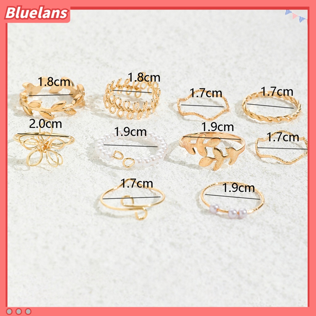 [BLS] 10pcs Cincin Jari Hollow Out Bunga Wanita Bohemian Electroplating Knuckle Rings Untuk Pesta