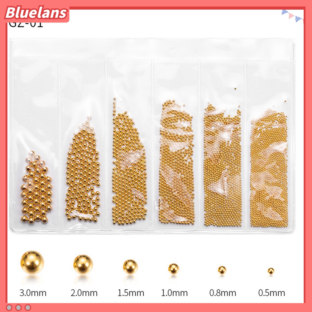 [BLM] Ukuran Campur 3D Bola Logam Dekorasi Nail Art Manik-Manik Kaviar Manikur Aksesoris