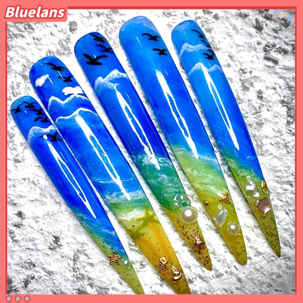 [BLM] 10pcs /Set Tip Kuku Super Panjang Bentuk V Ultra Tipis Jari Manicure DIY Tips Untuk Salon