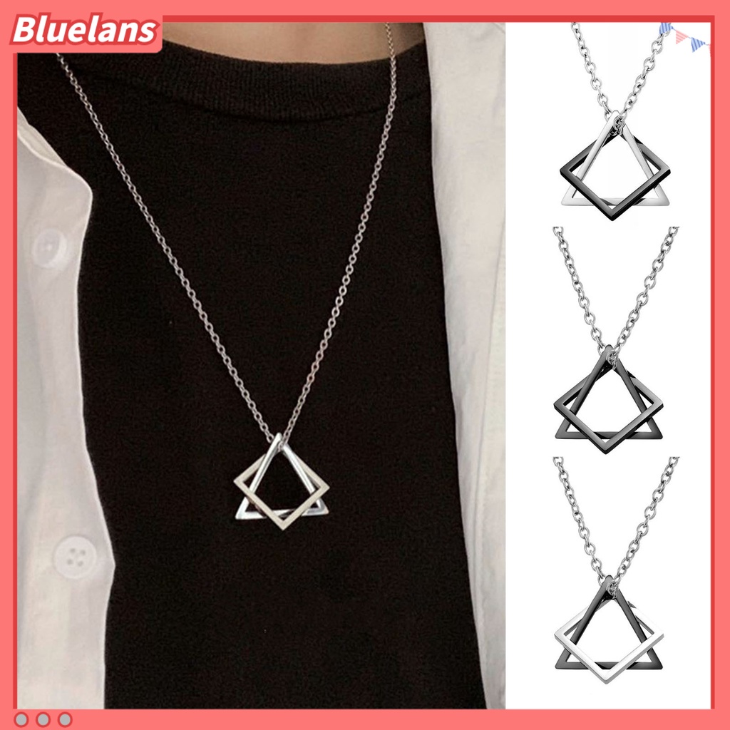 [BLS] Kalung Pria Warna Kontras Bentuk Segitiga Gaya Hip-hop Liontin Pria Retro Untuk Pakaian Sehari-Hari