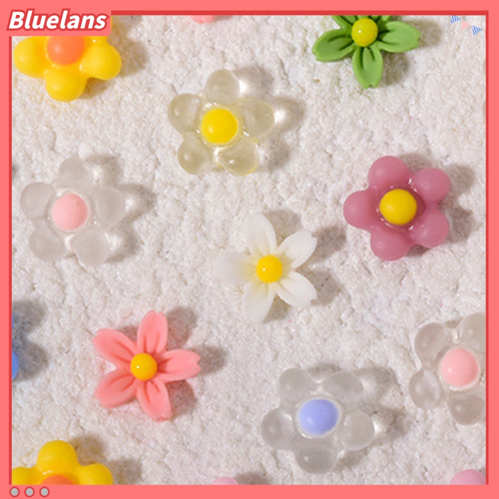 [BLM] 50pcs Dekorasi Kuku Bentuk Indah Tahan Air Resin Berwarna Cerah 3D Mini Berbentuk Bunga Nail Charms Untuk Wanita