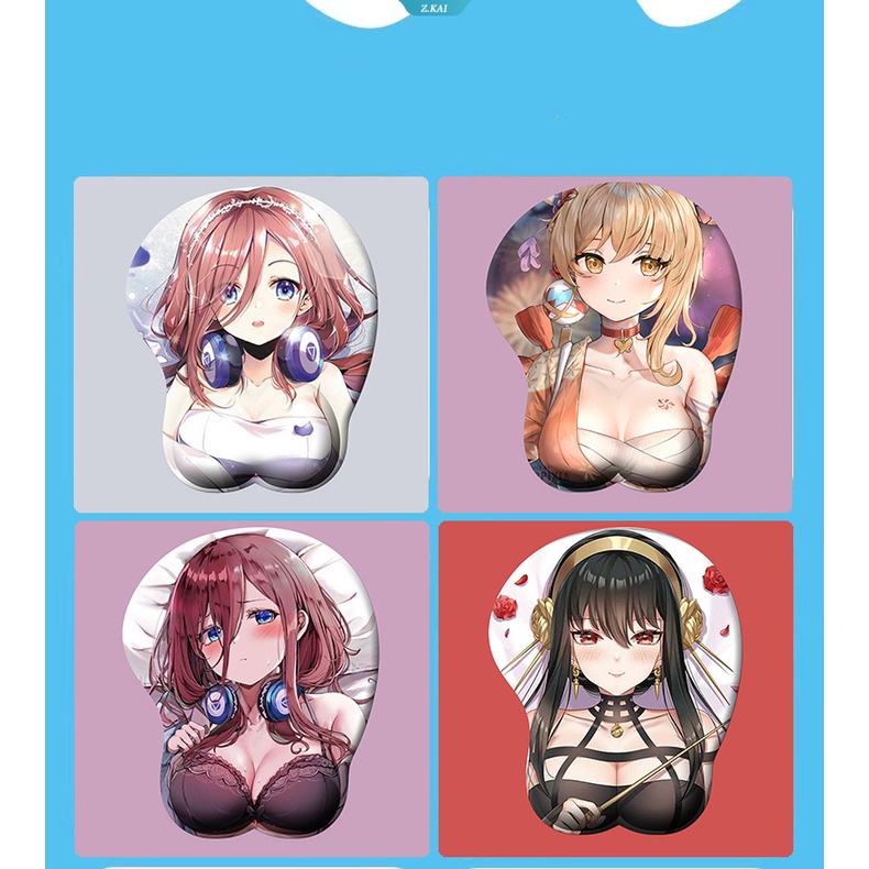 Sexy Karakter Kartun Genshin Impact Pu Wrist Mouse Pad Hijau Rambut Kecantikan Lucu Pergelangan Tangan Mouse Pad Kreatif Meja Anti-slip Mouse Pad [ZK]