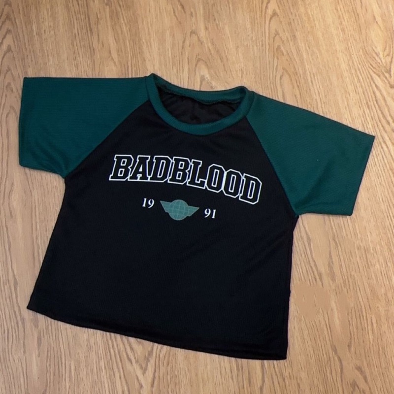BEFAST - ZGW OOTD WANITA TSHIRT ENJE / Crop Top Wanita BADBLOOD (LD 88, P 40) / Atasan Wanita Lengan Pendek / Kaos Crop Motif Trendy / Pakaian Casual Remaja ABG Trendy / Tshirt Crop Ala Korean Style / Fashion Kekinian Remaja ABG