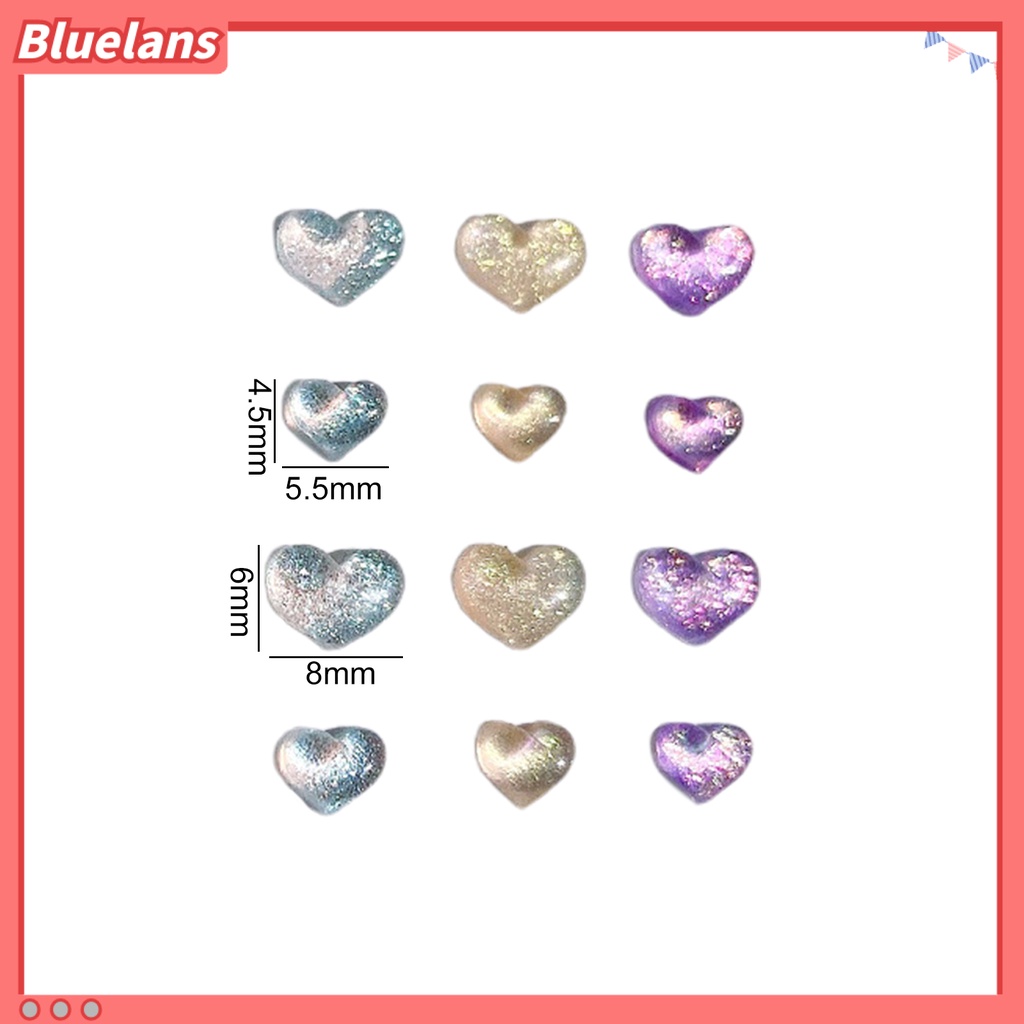 [BLM] 100pcs/bag Nail Art Decor Flatback Tiga Dimensi Mix Size Halus Flash DIY Mini Bentuk Hati Berlian Imitasi Pesona Kuku Salon Pasokan
