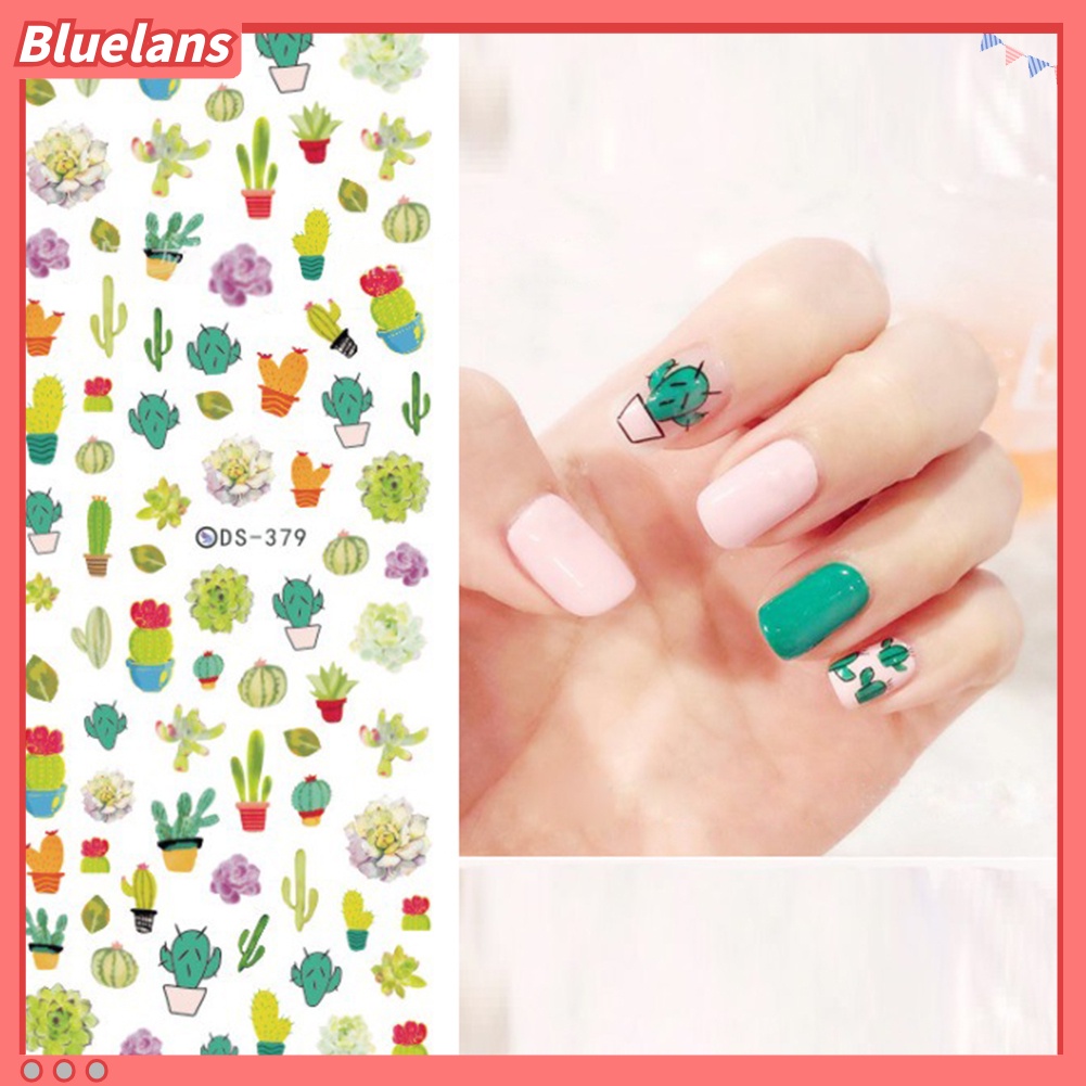 [BLM] Stiker Nail Art Transfer Air Harajuku Elemen Bulan Kucing Tengkorak Kuku Decal Decor