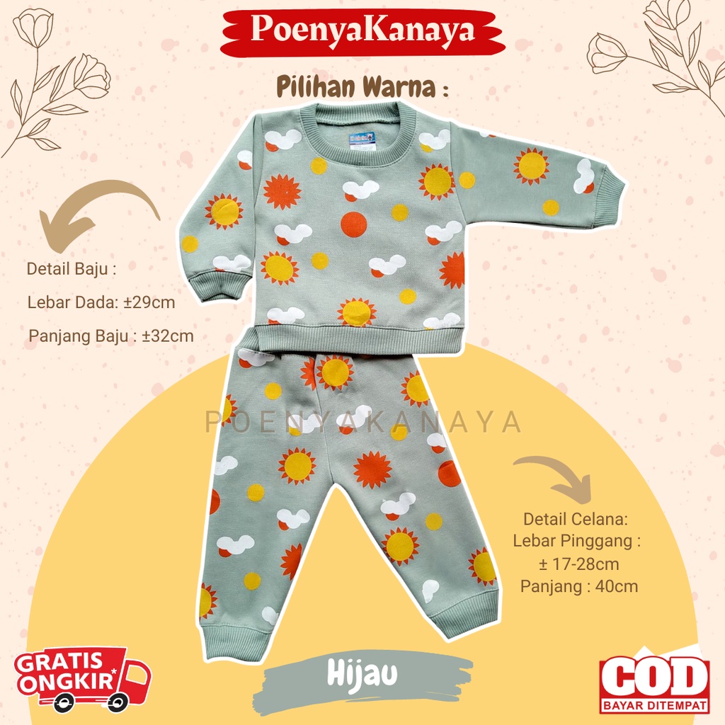 Setelan Sweater Jaket Bayi Anak Panjang Awan &amp; Matahari HBc Size 6-18 Bulan SPY55