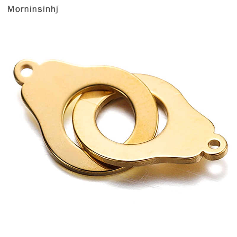 Mornin 5PCS Stainless Steel Handcuff Liontin All-match Kreatif Lubang Ganda Ch Untuk DIY Kalung Gelang Membuat Perhiasan Aksesoris id