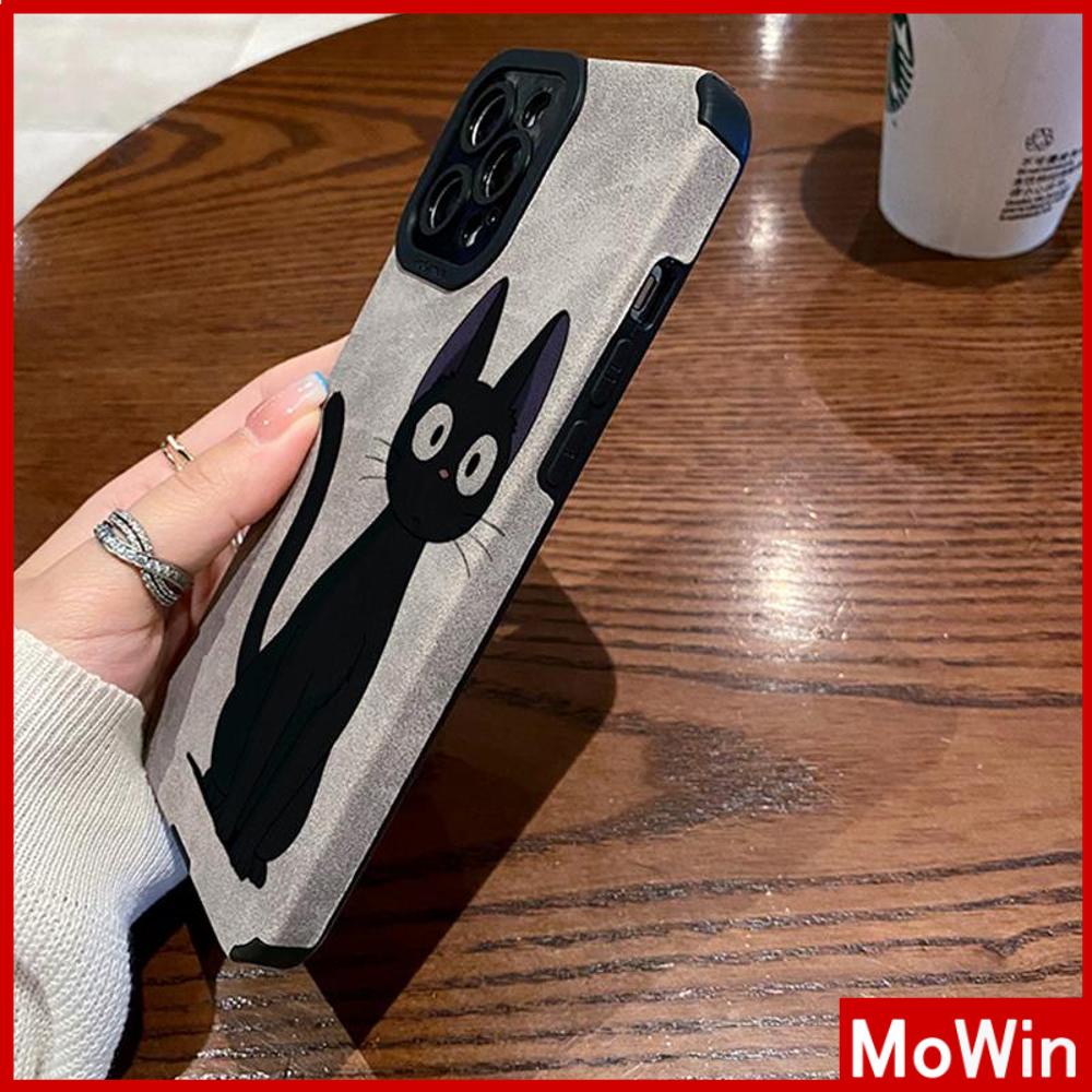 Case iPhone 14 Pro Max iPhone Case Murid Stiker Suede Tahan Guncangan Penutup Kamera Perlindungan Sederhana Lucu Kucing Hitam Kompatibel dengan iPhone 13 Pro max 12 Pro Max 11 xr xs max 7Plus 8Plus