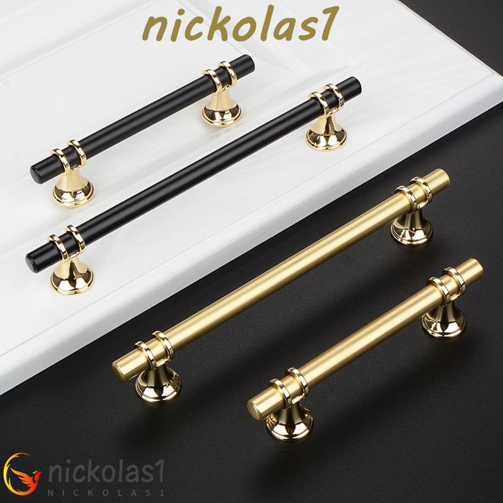 Nickolas1 Handle Pintu Gold Black Solid Perbaikan Rumah Lemari Kabinet Lemari Kotak Sepatu Lemari Gagang