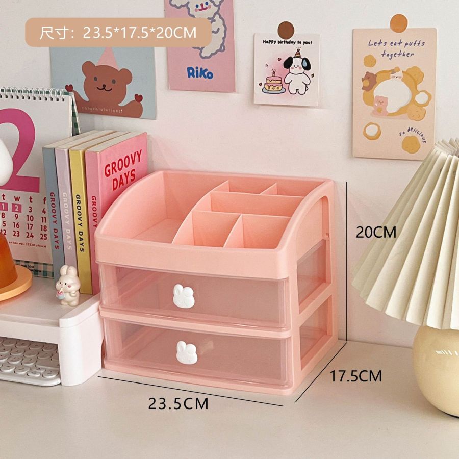 2/3/4lapisan Kotak Penyimpanan Desktop Stationery Pen Holder Lucu Korea Desk Organizer Laci