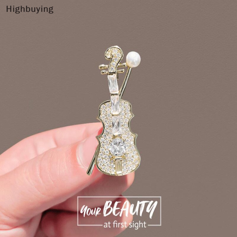 Hbid Fashion Wanita Bros Kristal Berlian Imitasi Biola Bros Pin Perhiasan Brooch Alat Musik Pesta Perhiasan Hadiah Glory