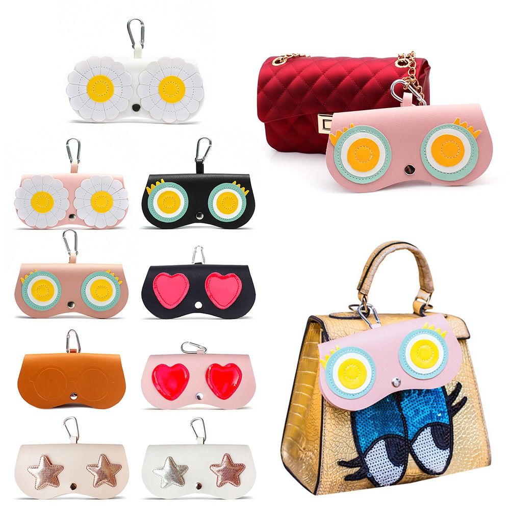Bag Tas Penyimpanan Kacamata Kulit Pu Mode Lucu Kotak Pelindung Kacamata Hitam Portabel Wanita Kacamata Matahari Kantong Kacamata Penyimpanan Liontin