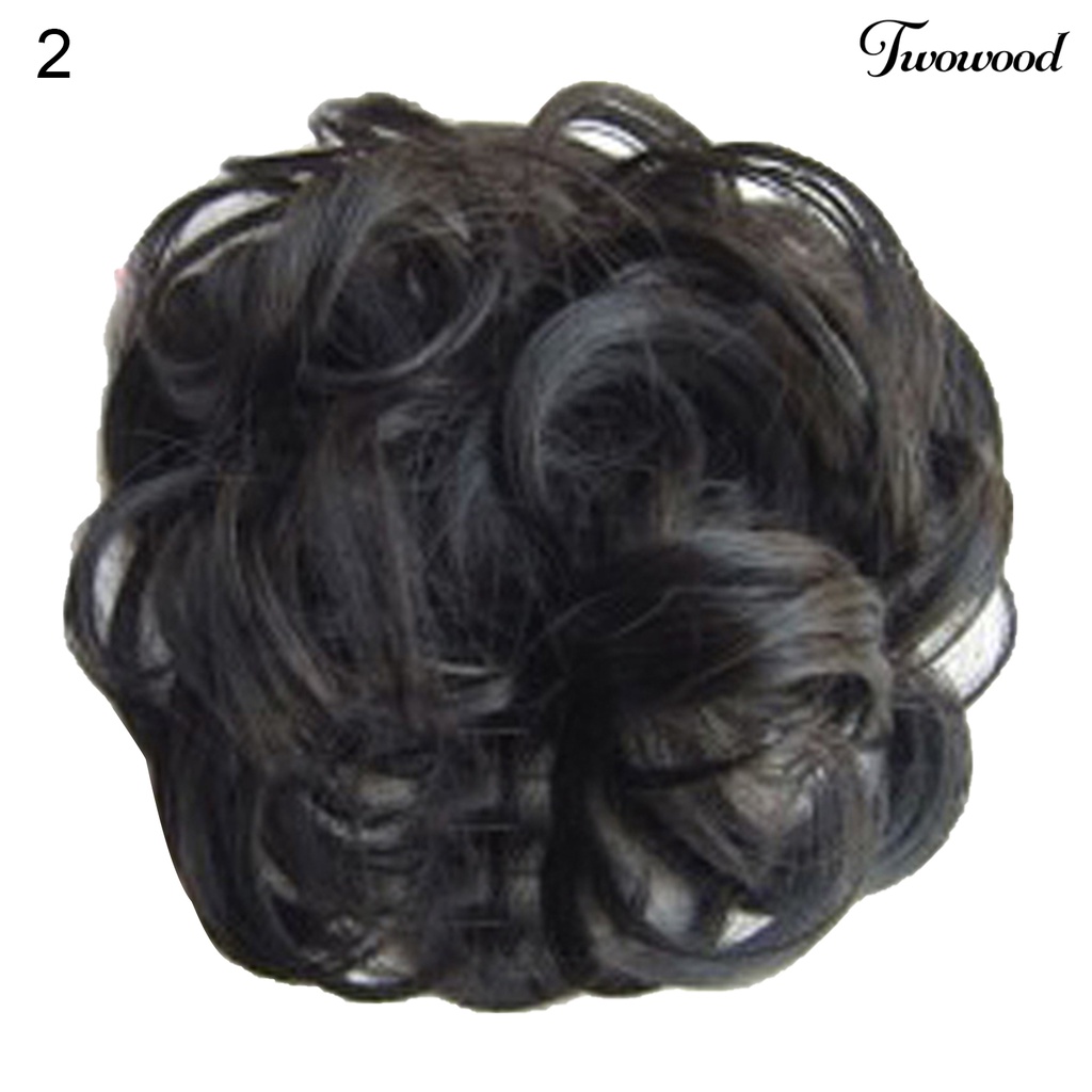 Twowood Hair Bun Soft All-match Curly Wanita Hair Bun Extension Untuk Travel Belanja Pacaran