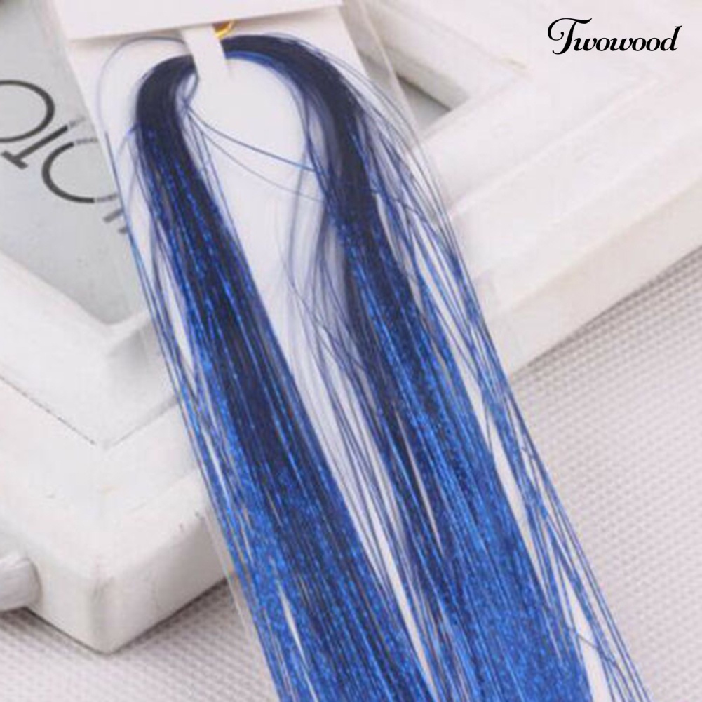 Twowood Tahan Panas Glitter Wig Lurus Panjang Mengkilap Mulus Hair Extension Sopak