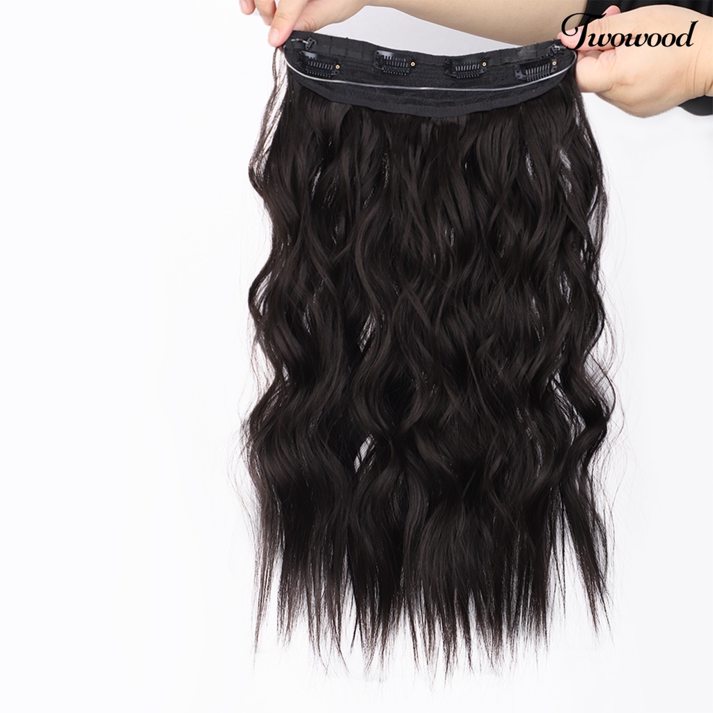 Twowood Faux Hair Curly Adjustable Realistis Alami Suhu Tinggi Serat Hiasan Kepala Halus Wanita Panjang Rambut Ekstensi Wig Sopak Penggunaan Sehari-Hari