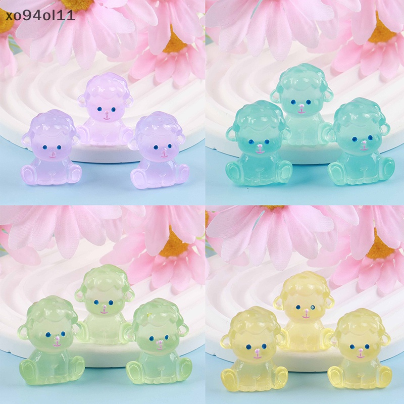 Xo 3Pcs Luminous Poodle Ornament Mini Warna Kartun Anjing Boneka Micro Landscape Dekorasi Rumah Boneka Miniatur Mainan OL