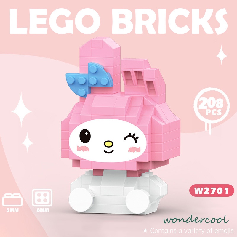 Mainan Balok Susun Sanrio kuromi Mainan Anak Mainan Edukasi DIY 3DPuzzle Nano Block-Won