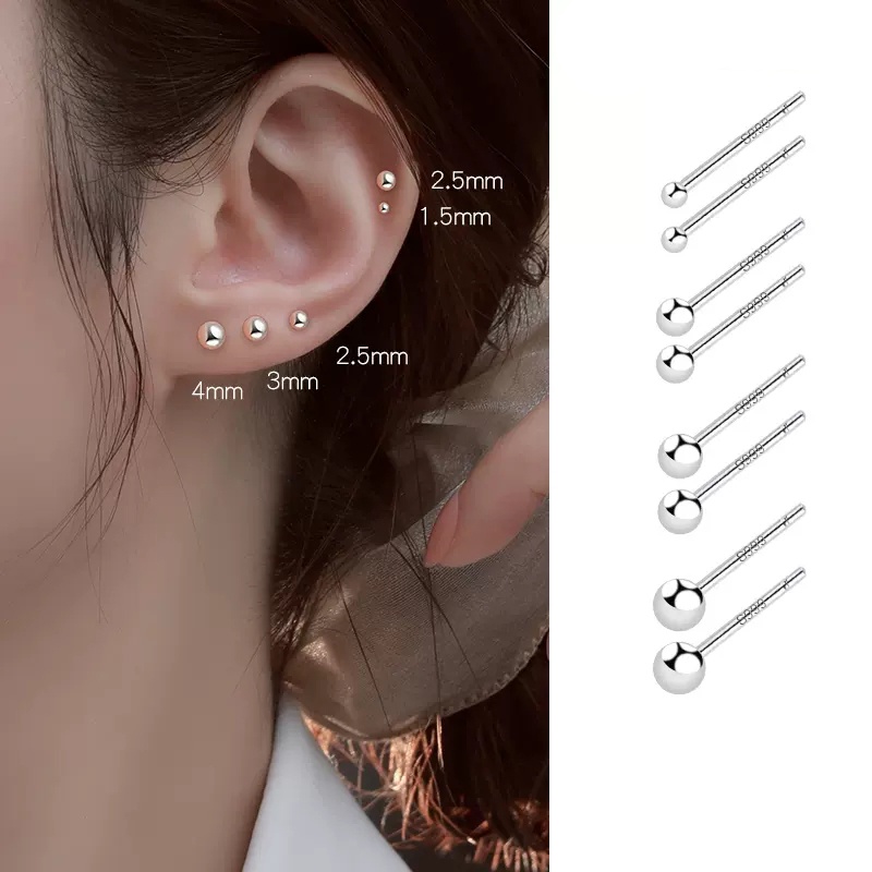 Ay(cn) Anting Tusuk Kacang Zircon Simple Kristal Silver Earring Untuk Aksesoris Perhiasan Wanita