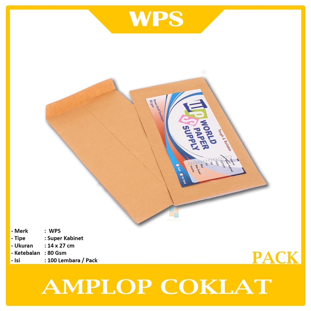 

WPS - Amplop Coklat Super Kabinet ( 14 x27 cm ) No Seal - Pack