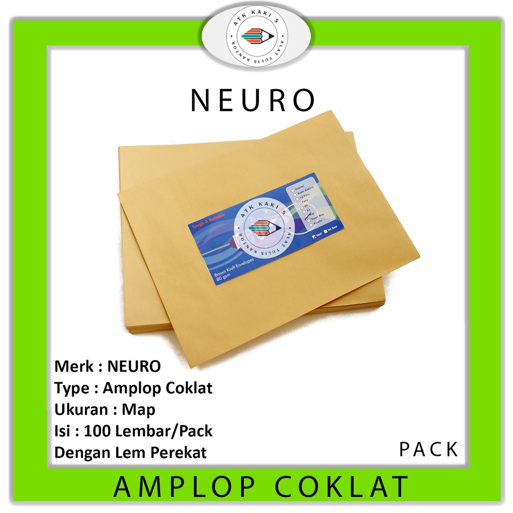 

NEURO - Amplop Coklat Ukuran Map Seal - Pack