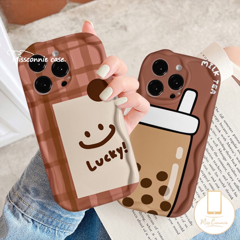 Casing Smiley Lucu Imut Untuk Redmi 9A A1 10A 9T 9a2 10C 10 9C NFC Note8 9 10s 11s 11 10 Pro Max Plus 10Pro POCO M3 Soft Tpu 3D Wavy Curved Edge Kartun Milk Tea Phone Cover