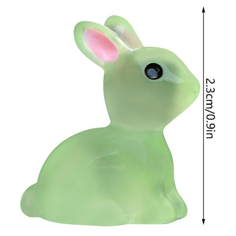 NEEDWAY Needway Patung Kelinci Bercahaya Model Taman Mainan Bunny Figure Ornamen Liontin Hewan Micro-Landscape Set Dekorasi Akuarium Miniatur Angka