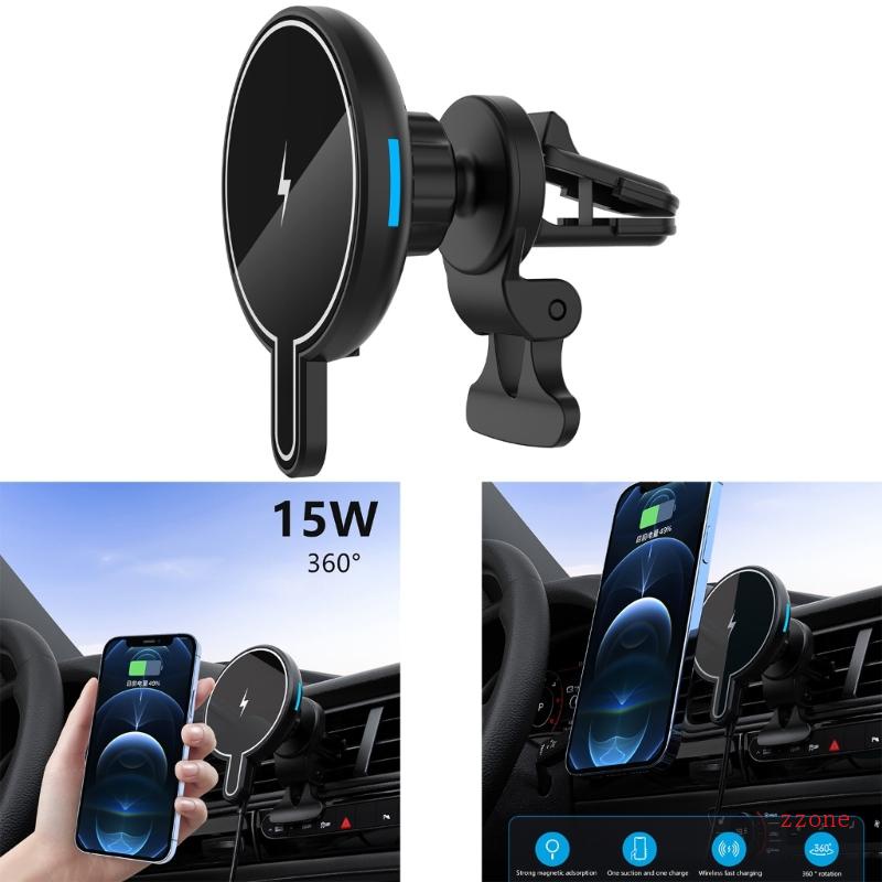 Zzz Portable Magnetic Wireless Car Charger Mount Dudukan Charger Mobil Untuk Ponsel ios