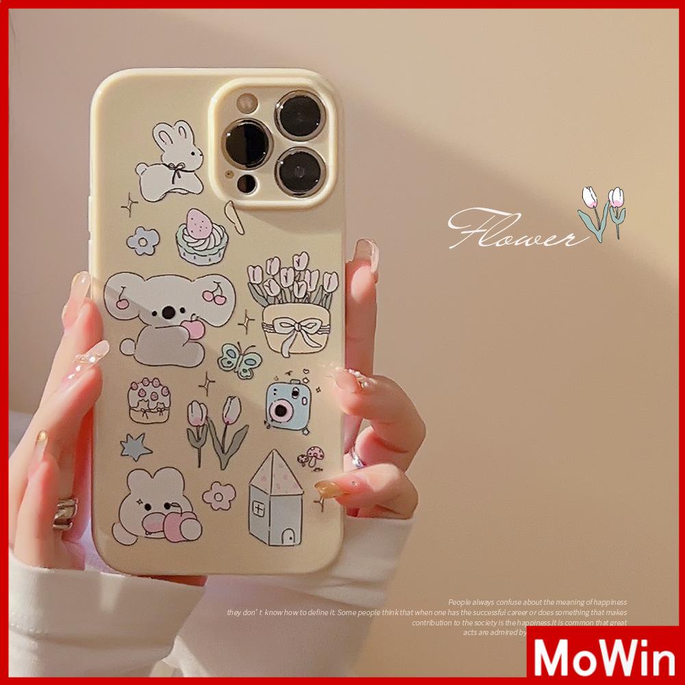 Case iPhone 14 Pro Max iPhone Case Cream Glossy Film Lembut TPU Shockproof Kamera Case Perlindungan Hewan Lucu Kompatibel dengan iPhone 13 Pro Max 12 Pro Max 11 Xr X Max 7Plus 8Plus