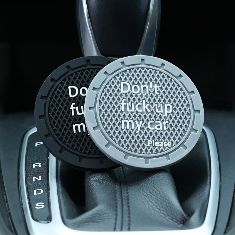 Fashion Circular Letter Anti-Slip Tatakan Gelas/ Hitam Abu PVC Lembut Dicuci Tahan Aus Cangkir Air Bantal Aksesoris Interior Mobil