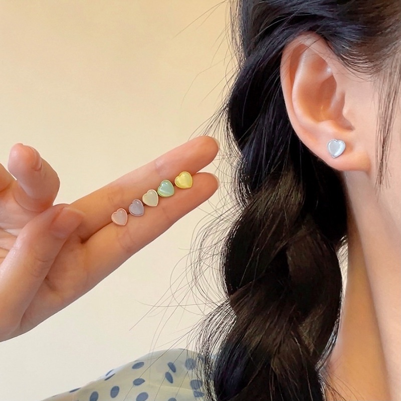 Gadis Manis Musim Panas~Cinta Opal Anting Enam Potong Set Anting-Anting High-end Cahaya Anting Mewah2023 Tren Baru