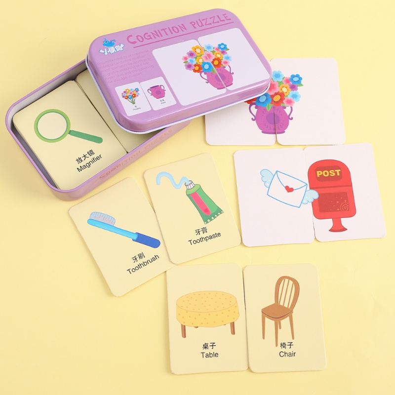 Lucu Hewan Menarik Lalu Lintas Buah Kebutuhan Sehari-Hari Permainan Kartu Grafik Korek Api Montessori Cognition Mainan Kreatif Edukasi Awal Mainan Puzzle Dua Sisi Untuk Anak