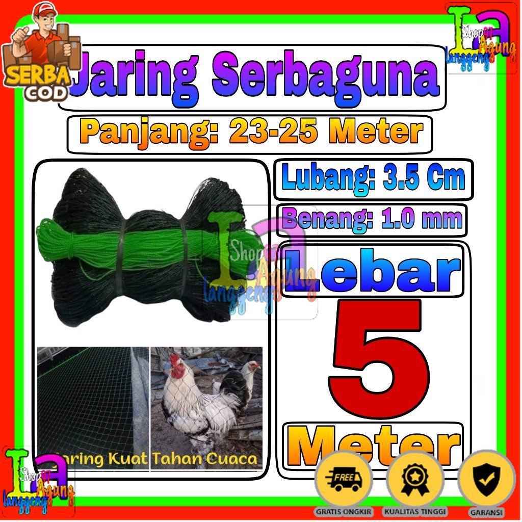 Jaring Ayam Lebar 5 Meter x panjang 25 meter Jaring Pagar Ayam Jaring Pagar Tanaman Waring, Jaring p