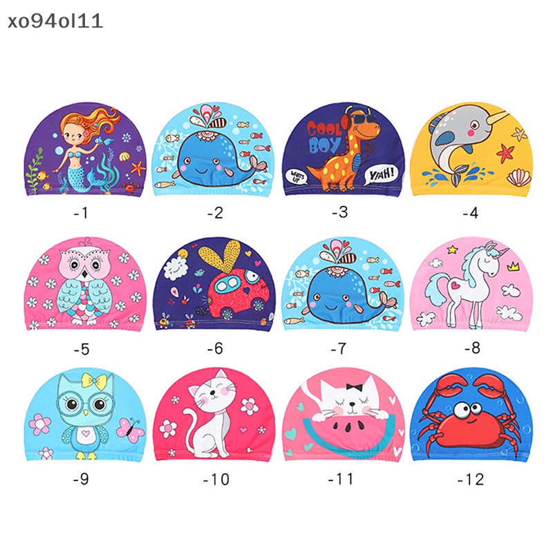 Xo Topi Renang Motif Kartun Lucu Elastis Untuk Rambut Panjang Anak-Anak Melindungi Telinga Topi OL