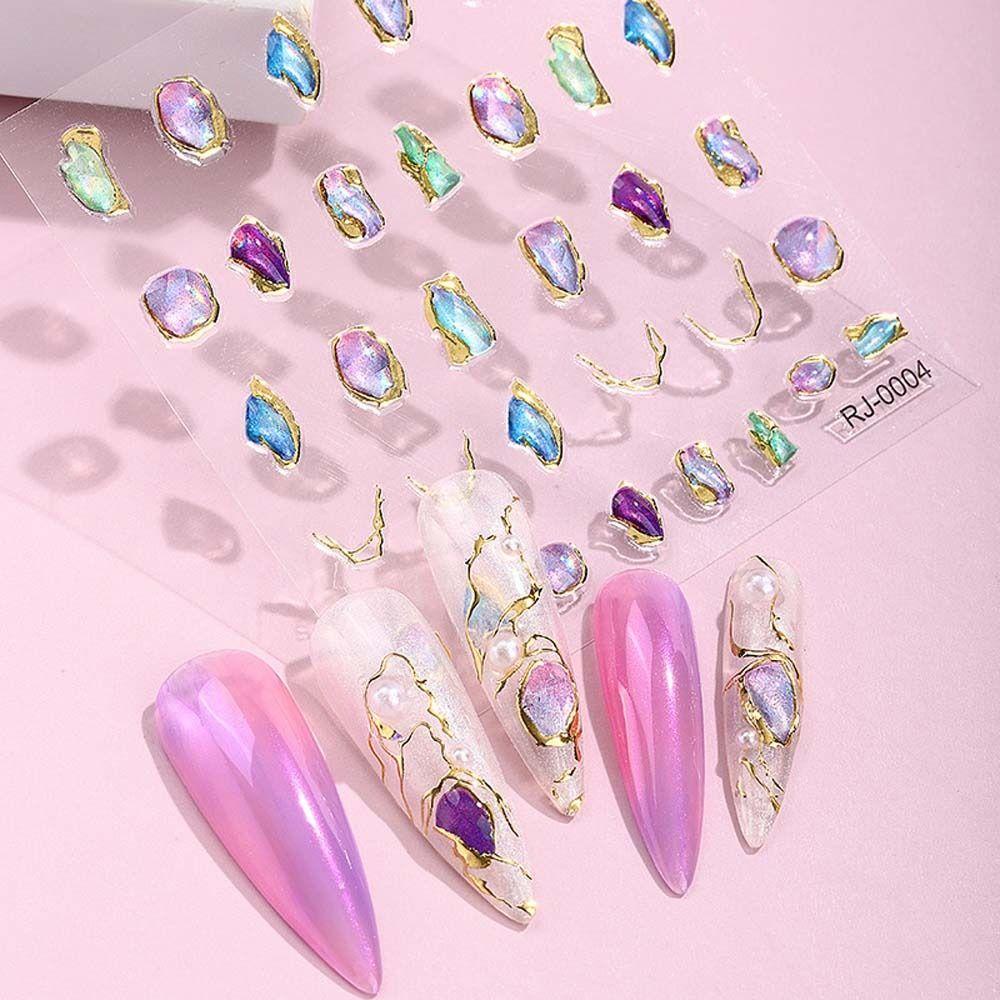 Mxbeauty Stiker Kuku Perekat Lembut Lucu Gaya Jepang Bronzing Laser Kartun Stiker Hiasan Kuku Untuk Wanita