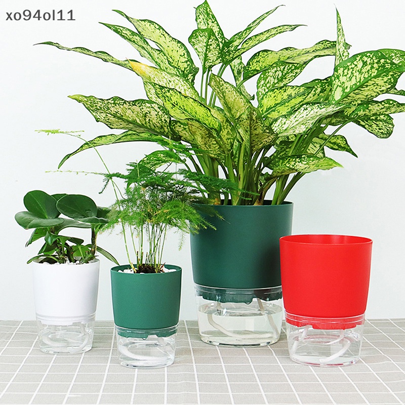 Xo 1Pc Pot Tanaman Self Watering Plastik Bening Double-Layer Penyimpanan Air Pot Bunga OL