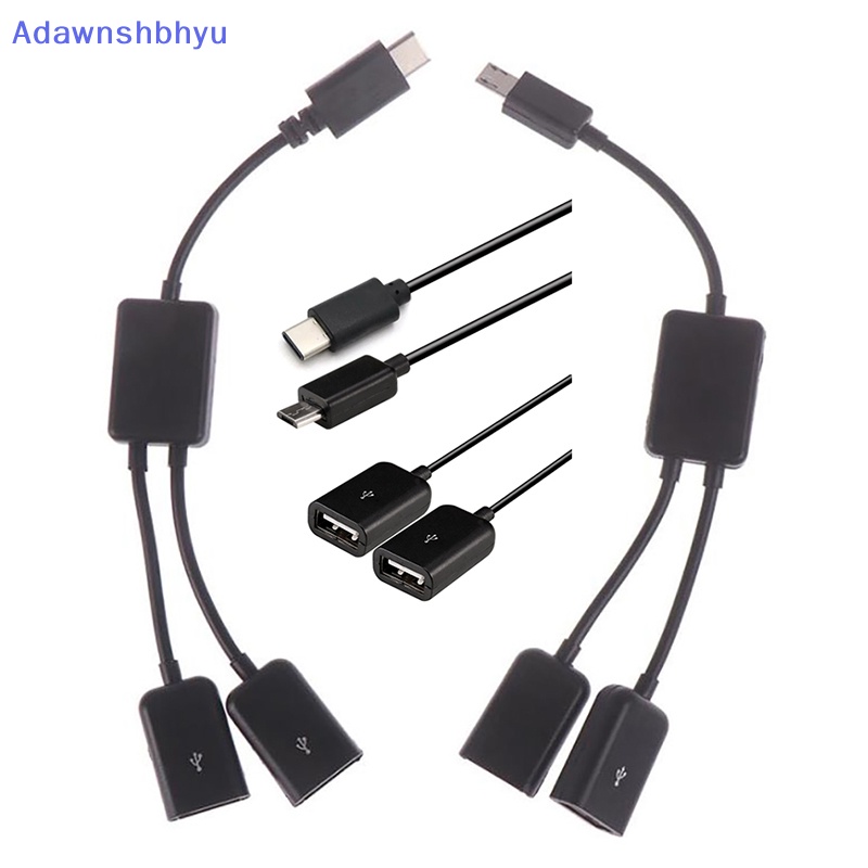 Adhyu Micro USB/Type C to 2kabel OTG Dual Port HUB Y Splitter Untuk tablet PC Android Adapter Converter ID