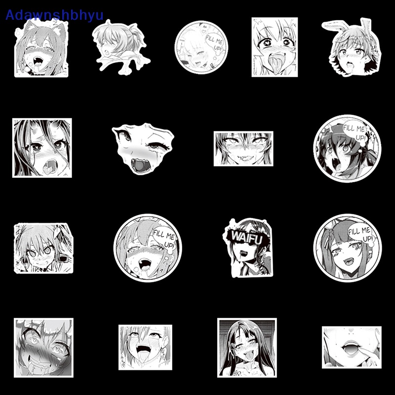 Adhyu 100pc Anime Hitam-Putih WAIFU Stiker Snowboard Laptop Bagasi Gitar Koper ID