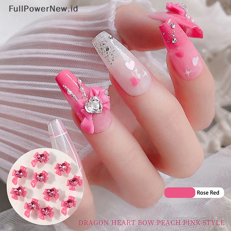 Power 10Pcs 3D Nail Art Dekorasi Jantung Berlian Ikatan Simpul DIY Manicure Aksesoris ID