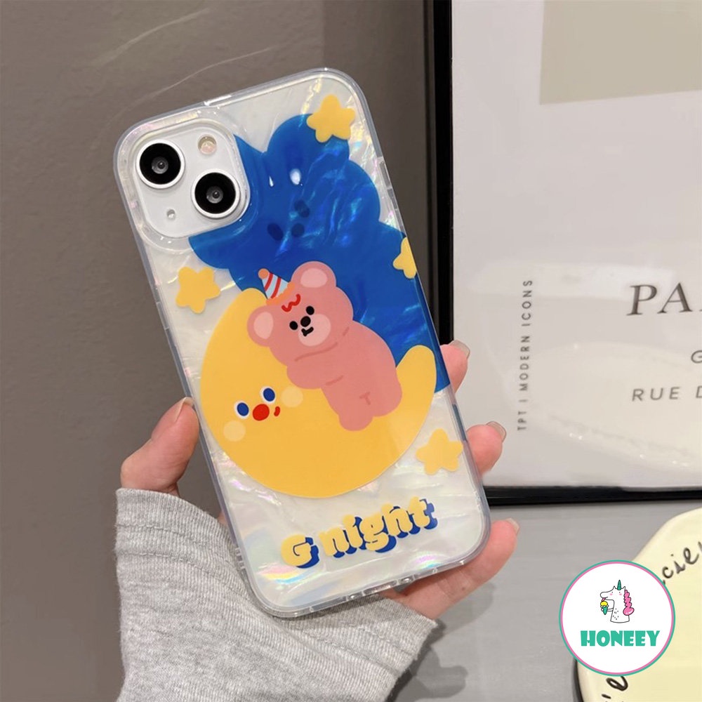 IPHONE Ins Casing Ponsel Beruang Motif Shell Kompatibel Untuk Iphone14 13 12 Pro Max11 Kartun Warna-Warni Shockproof Sarung Ponsel