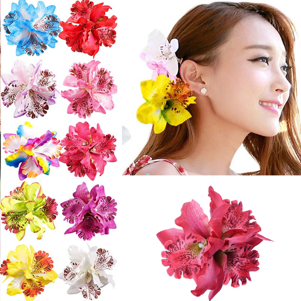 1pc Wanita Bohemian Bunga Hair Clip Butterfly Orchid Alligator Clips Untuk Pengantin Pernikahan Pantai Liburan Jepit Rambut