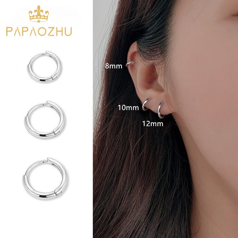 Papaozhu 1PC Sederhana Stainless Steel Anting Hoop Kecil Untuk Pria Wanita Punk Piercing Cartilage Earring Fashion Perhiasan Telinga Pakaian Sehari-Hari