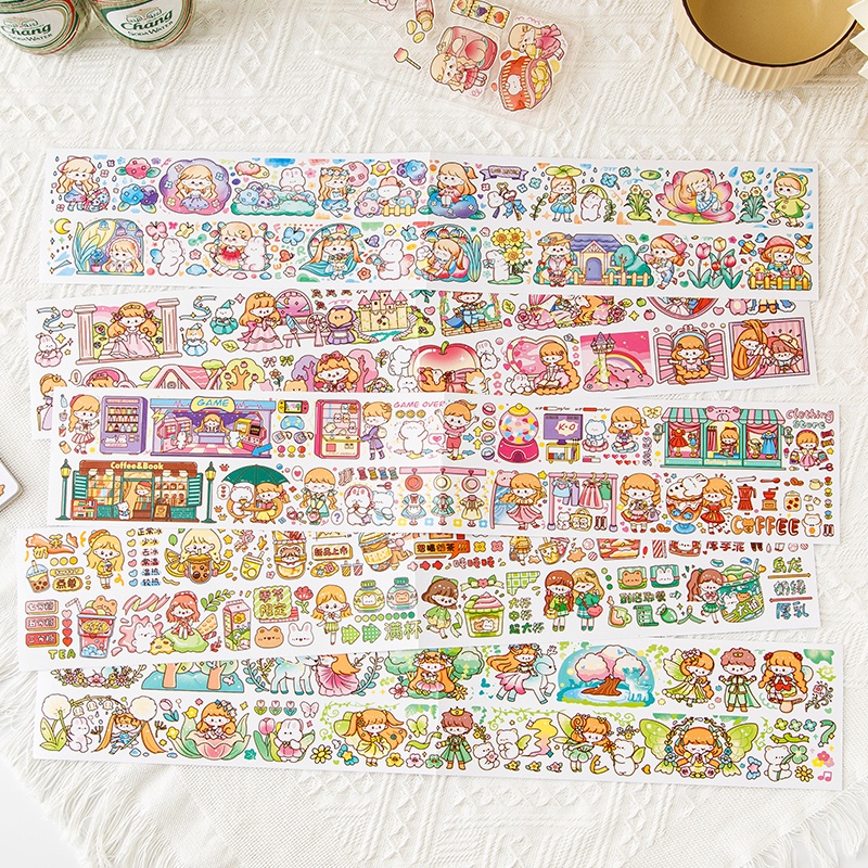 Stiker Washi Seri Gadis Kartun Jepang Anak Scrapbook Deco Stiker Berminyak