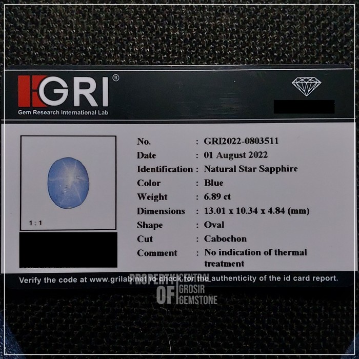 Batu Cincin Natural Blue Star Sapphire Srilanka