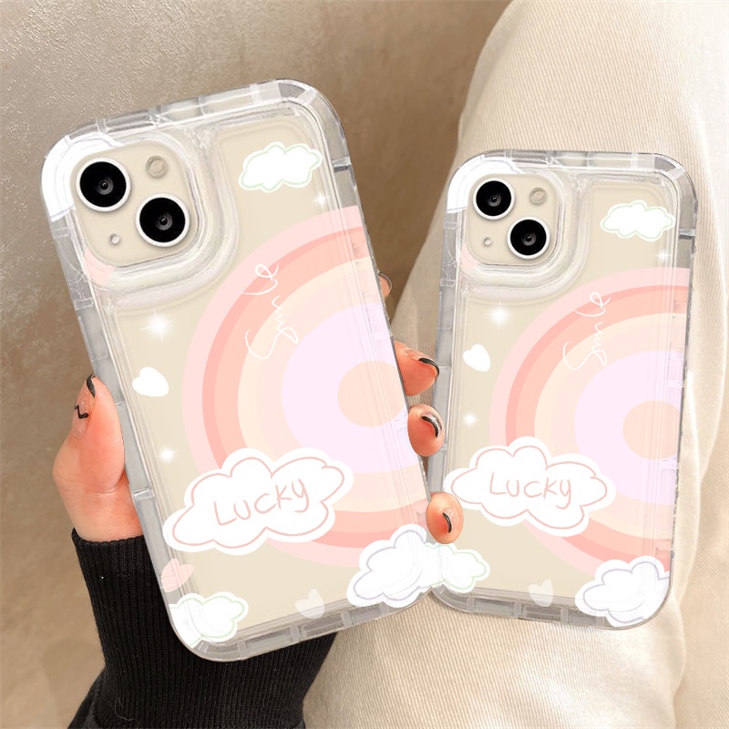 IPHONE Lucky Pink Cute Case Kompatibel Untuk Iphone7Plus8Plus6Plus11 14 13 12 Pro MAX XR X XS MAX SE Airbag Shockproof Cover