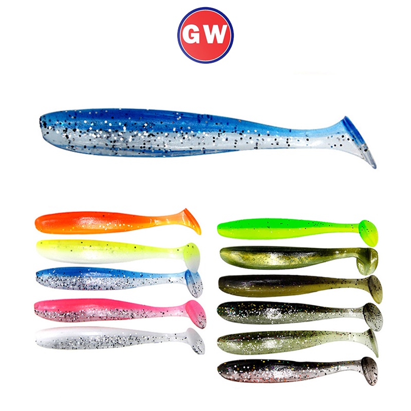 10pcs /bag 5.5cm /7cm/9cm Umpan Cacing Lembut T Tail Silicone Lure Soft Paddle Tail Double Color Road Sub-Bait Swimbaits Bass Umpan Pancing Untuk Air Tawar Dan Air Asin