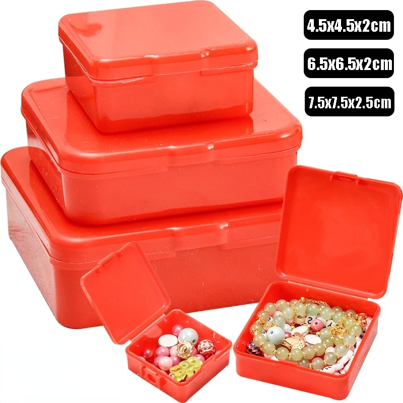 [HOT Sale] Red Square Storage Box Flip Acrylic Perhiasan Membawa Display Portabel Debu-Bukti Mini Sederhana Kalung Cincin DIY Aksesoris Tempat Penyimpanan Dengan Tutup