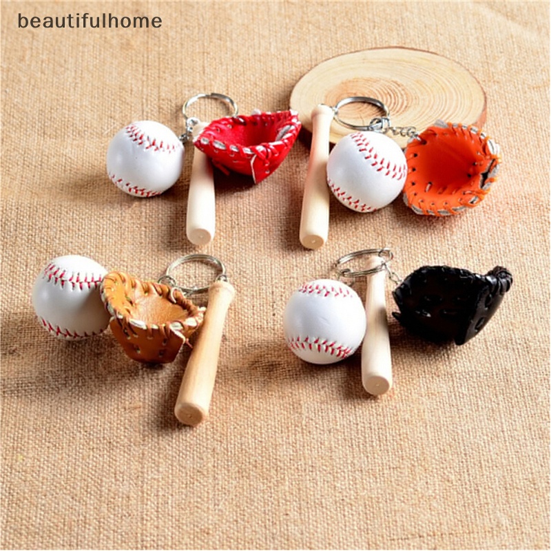 {beautifulhome} 1x Baseball Mini Tiga Potong Pesona Liontin Dompet Tas Gantungan Kunci Keyring Keyfob.