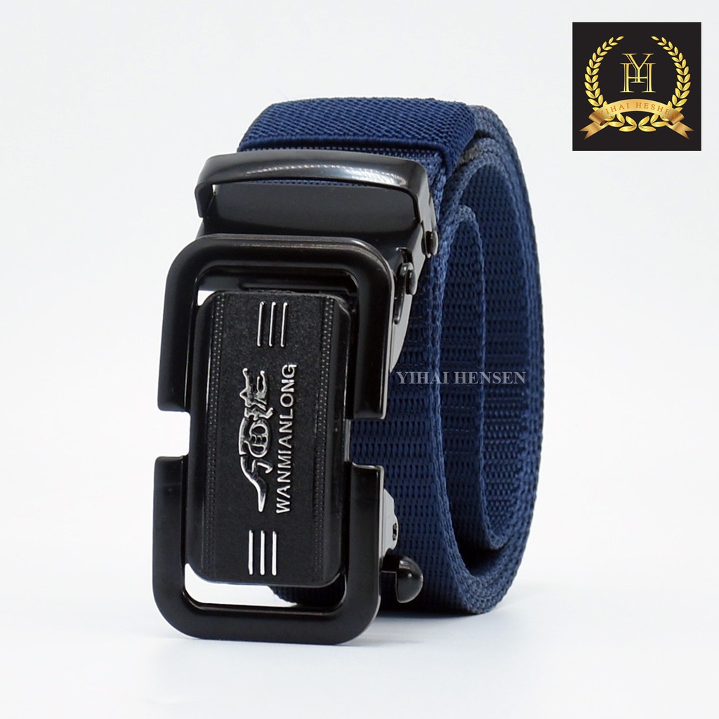 Ikat Pinggang Pria Canvas Nylon Belt Nylon Canvas Sabuk Pria Nylon Kepala Logam Besi -YH046